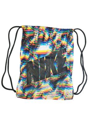 NIKE Multi-Colored Graphic Design Drawstring Gym Bag Back Pack - 17 H x 13 W